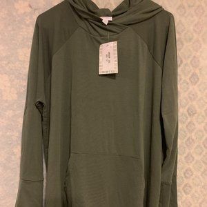 2XL LULAROE AMBER HOODIE PULLOVER SOLID GREEN NEW NWT
